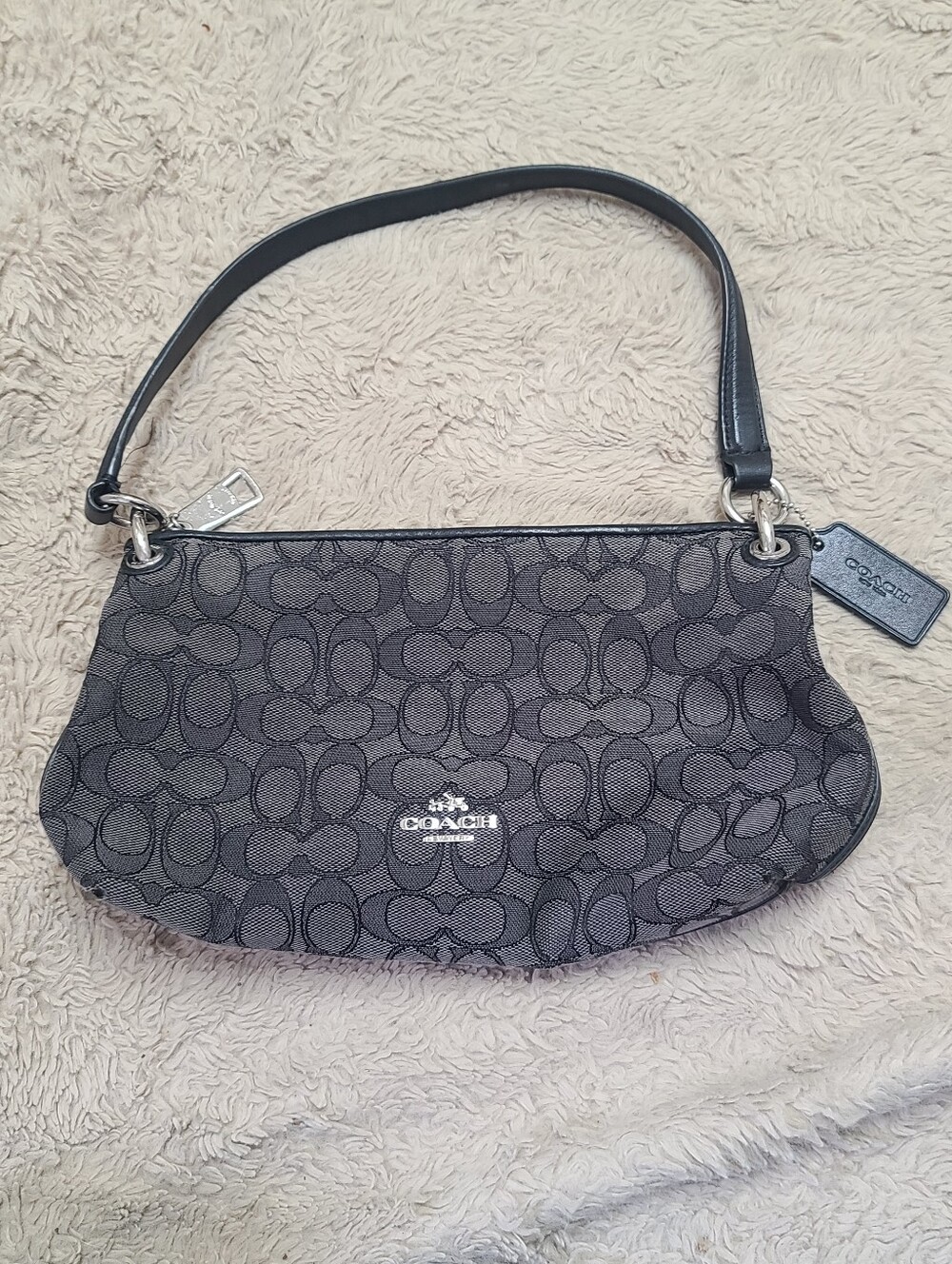 Coach Black Signature Gray Charley Shoulder Bag G1530 36380